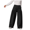 Casual Adjustable Hem With Pockets Plus Size Wide Leg With Pockets Jeans Mssza
