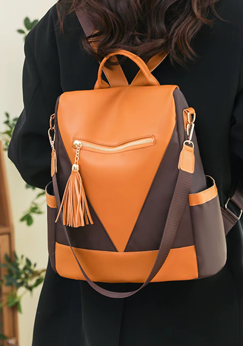 Casual Anti-theft Patchwork Large Capacity Nylon Fabric Student Travel Backpacks Mssza
