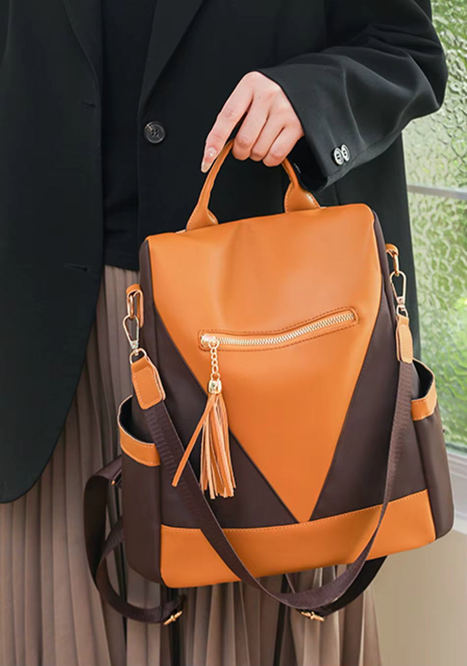 Casual Anti-theft Patchwork Large Capacity Nylon Fabric Student Travel Backpacks Mssza