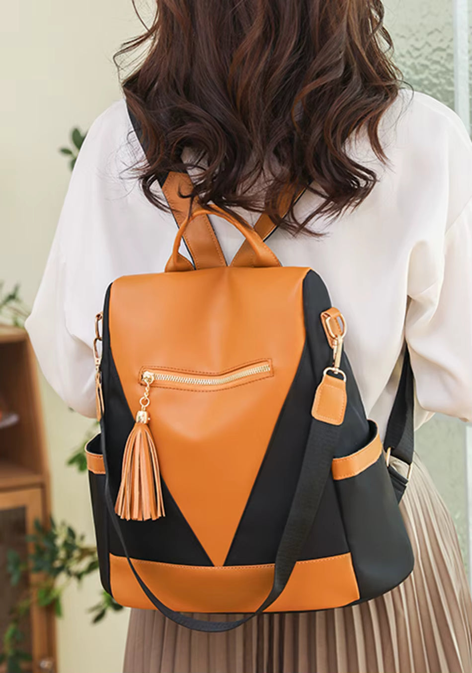 Casual Anti-theft Patchwork Large Capacity Nylon Fabric Student Travel Backpacks Mssza