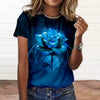 Casual Appliques 3d Floral Print Short Sleeve Large Size T Shirt Mssza