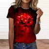 Casual Appliques 3d Floral Print Short Sleeve Large Size T Shirt Mssza