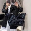 Casual Appliques Genuine Leather Tote High-end Shopping Shoulder Bag Mssza