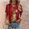 Casual Appliques V Neck Pullover Oversized Cotton 3d T Shirts Mssza