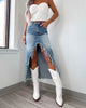 Casual Asymmetrical High Waist Irregular Edge Denim Skirt Mssza