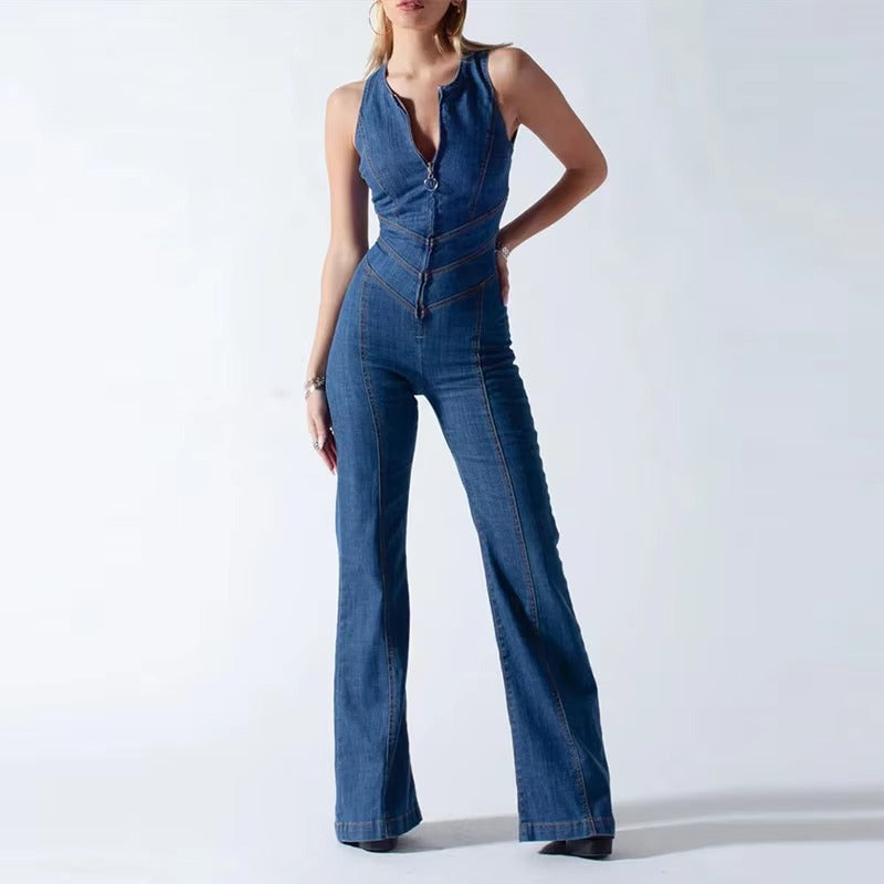 Casual Backless Heart Cutout Slim One-Piece Outfits Bodycon Jumpsuit Mssza