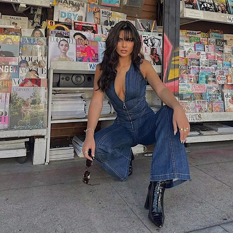 Casual Backless Heart Cutout Slim One-Piece Outfits Bodycon Jumpsuit Mssza