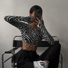 Casual Backless Lace ups Pullover Tees O-neck Slim Long sleeve Short T-Shirt Mssza