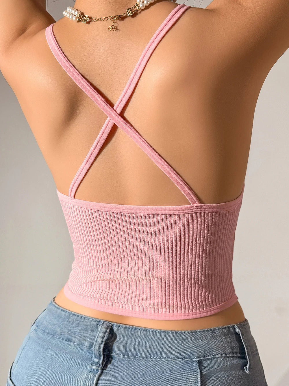 Casual Backless Ribbed Brassiere Comfortable Tanks Top Mssza