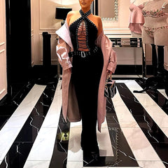 Casual Bandage Backless Sleeveless Hollow high Waist Long Jumpsuits Mssza