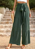 Casual Bandage Stitching High Waist Wrinkled Wide Leg Pants Mssza