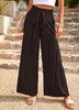 Casual Bandage Stitching High Waist Wrinkled Wide Leg Pants Mssza