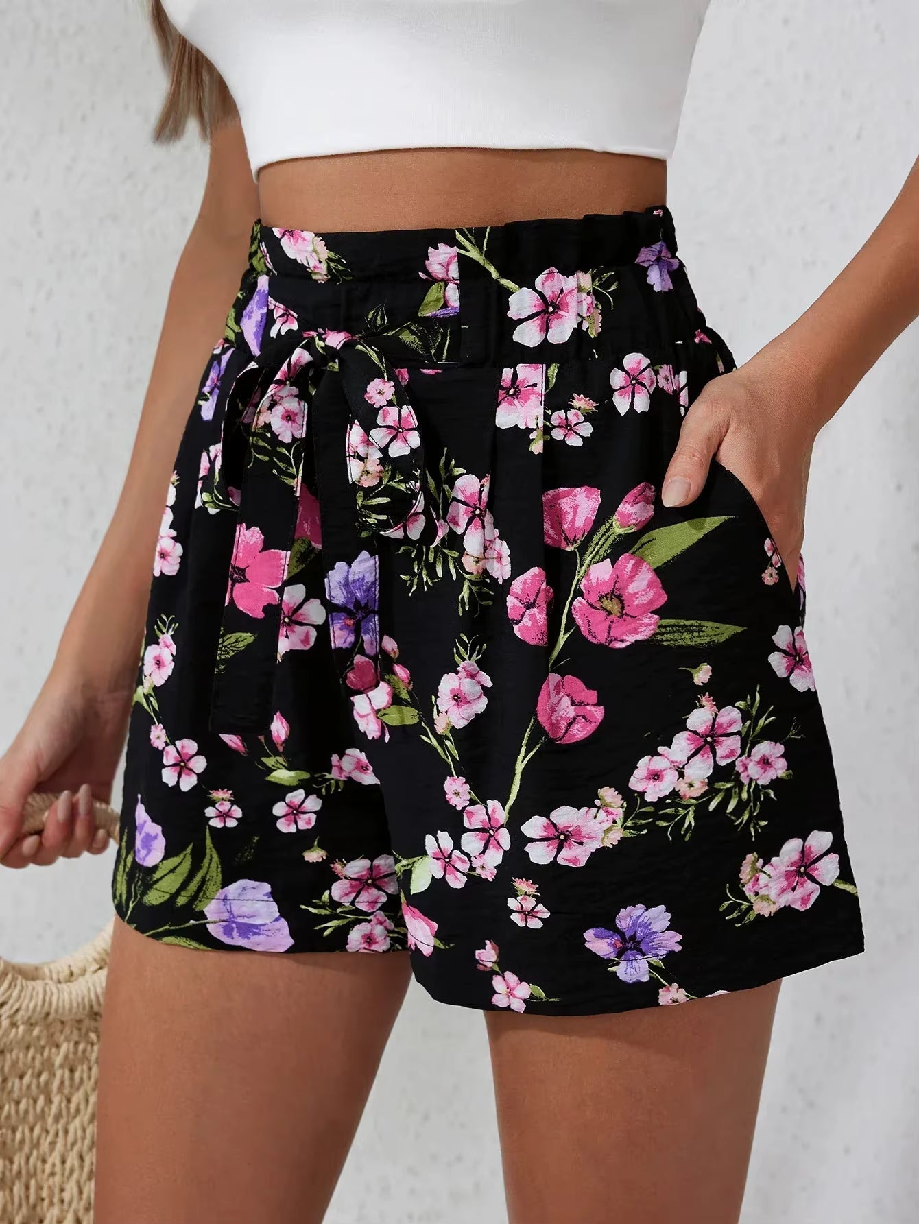 Casual Beach Pants Minimalist Style Home Printed Loose Shorts Mssza