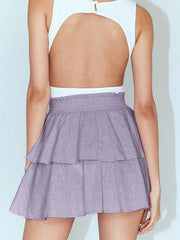 Casual Beach Style Polyester Natural Waistline Short Skirt Mssza