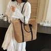 Casual Beach Vacation Shoulder Large Capacity Solid Color Woven Straw Tote Bag Mssza