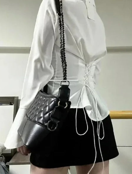 Casual Bell Sleeve Long Sleeve Gothic Lolita Flared Shirt Mssza