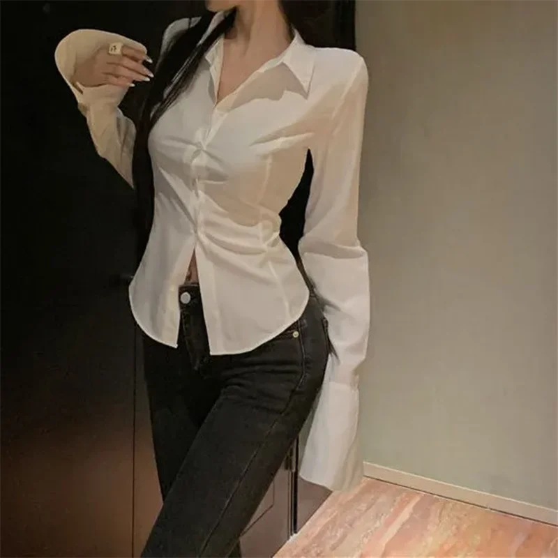 Casual Bell Sleeve Long Sleeve Gothic Lolita Flared Shirt Mssza