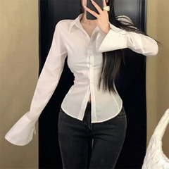 Casual Bell Sleeve Long Sleeve Gothic Lolita Flared Shirt Mssza