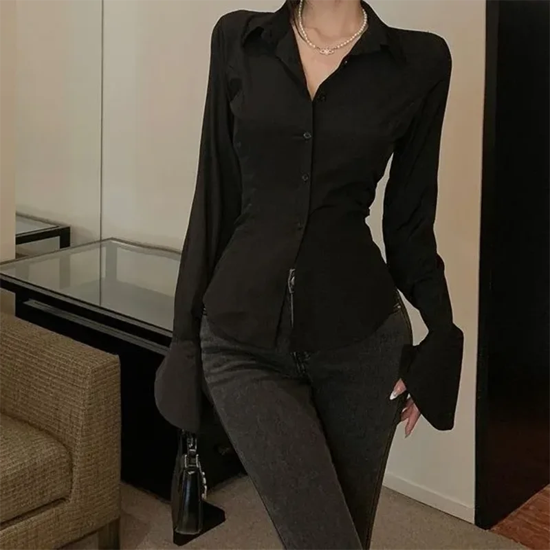 Casual Bell Sleeve Long Sleeve Gothic Lolita Flared Shirt Mssza
