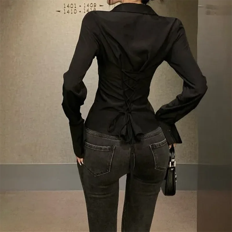 Casual Bell Sleeve Long Sleeve Gothic Lolita Flared Shirt Mssza