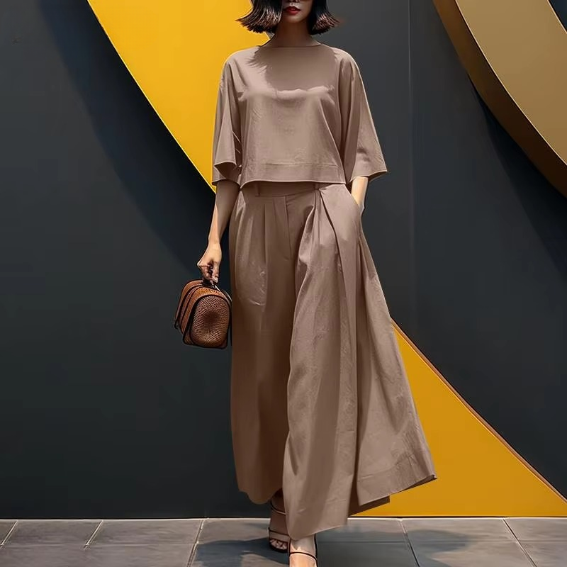 Casual Blouse Wide Leg Trousers 2 Piece Set Outfits Mssza