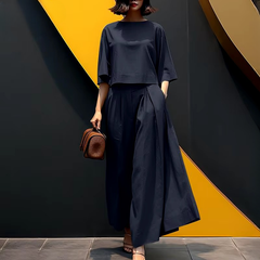 Casual Blouse Wide Leg Trousers 2 Piece Set Outfits Mssza