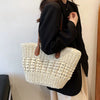 Casual Bohemian Shoulder Weave Cell Phone Pocket Tote Straw Handbags Mssza