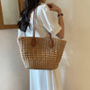 Casual Bohemian Shoulder Weave Cell Phone Pocket Tote Straw Handbags Mssza