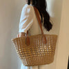 Casual Bohemian Shoulder Weave Cell Phone Pocket Tote Straw Handbags Mssza