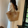 Casual Bohemian Shoulder Weave Cell Phone Pocket Tote Straw Handbags Mssza
