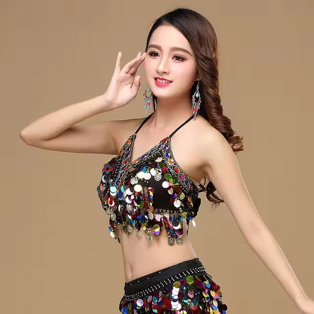 Casual Boho Festival Clubbing Tribal Sequin Halter Bra Top Mssza