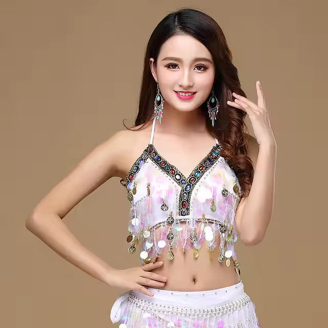 Casual Boho Festival Clubbing Tribal Sequin Halter Bra Top Mssza