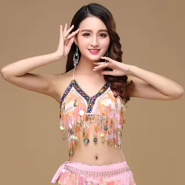 Casual Boho Festival Clubbing Tribal Sequin Halter Bra Top Mssza
