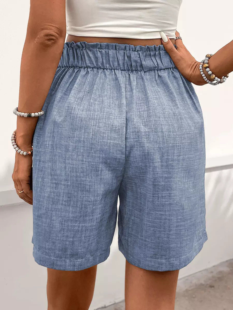 Casual Bottom Solid color Elastic Waist Loose Shorts Mssza