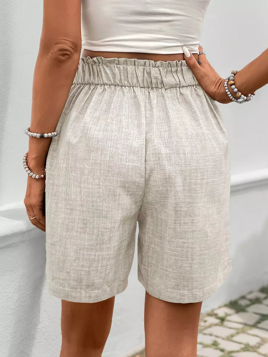 Casual Bottom Solid color Elastic Waist Loose Shorts Mssza