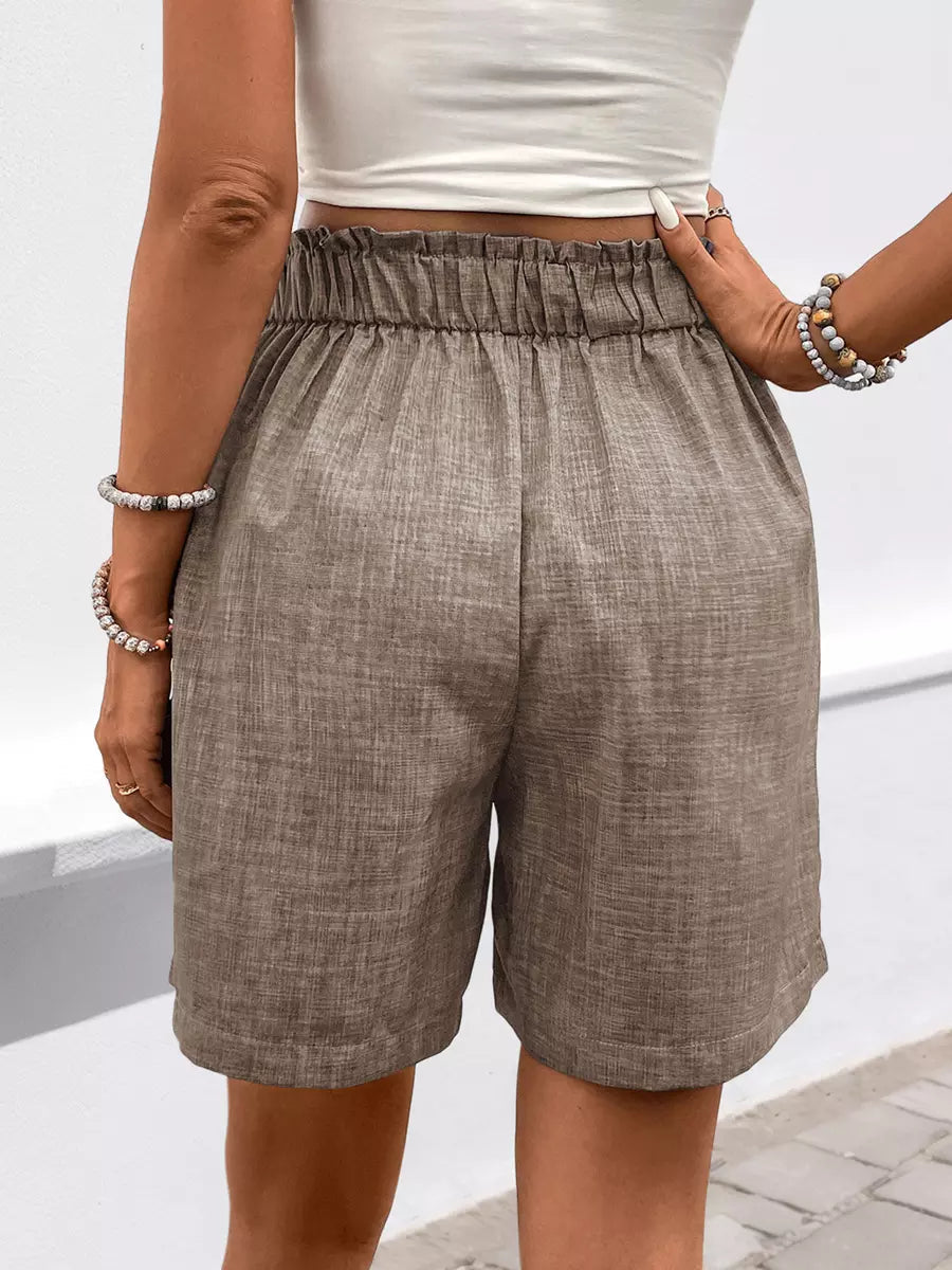 Casual Bottom Solid color Elastic Waist Loose Shorts Mssza