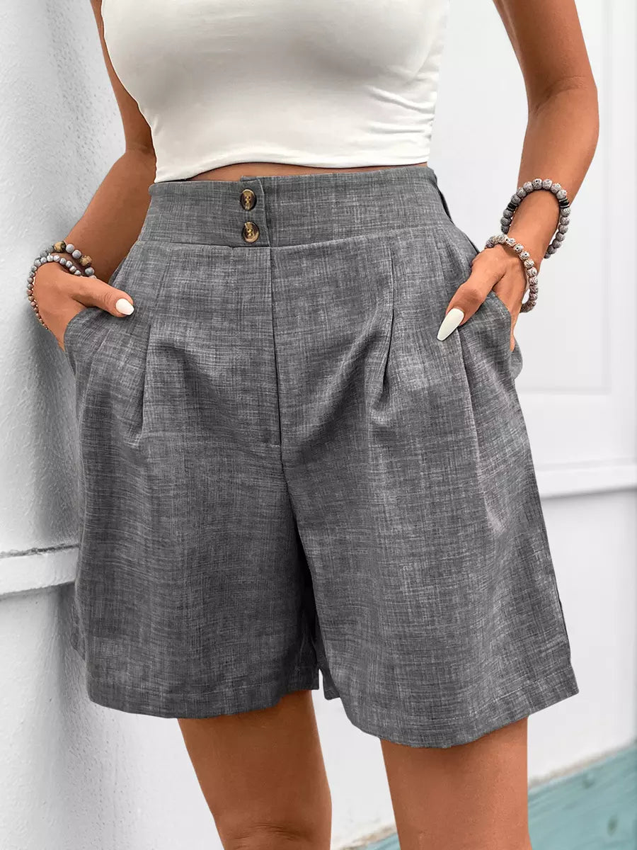 Casual Bottom Solid color Elastic Waist Loose Shorts Mssza