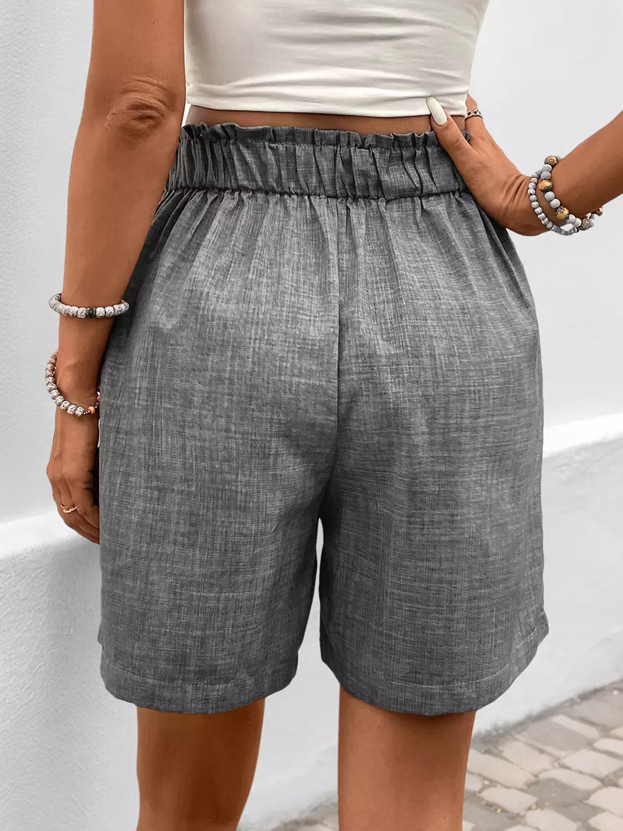 Casual Bottom Solid color Elastic Waist Loose Shorts Mssza
