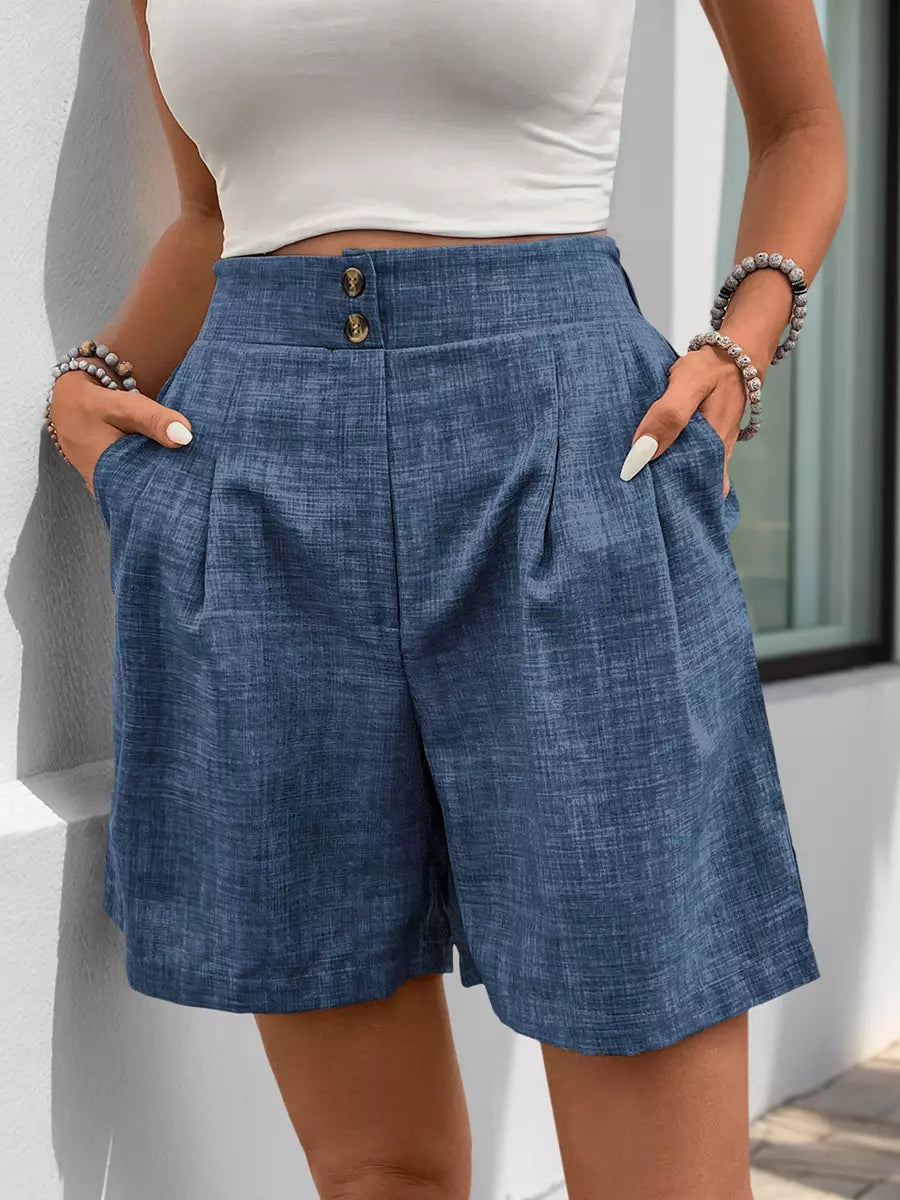 Casual Bottom Solid color Elastic Waist Loose Shorts Mssza