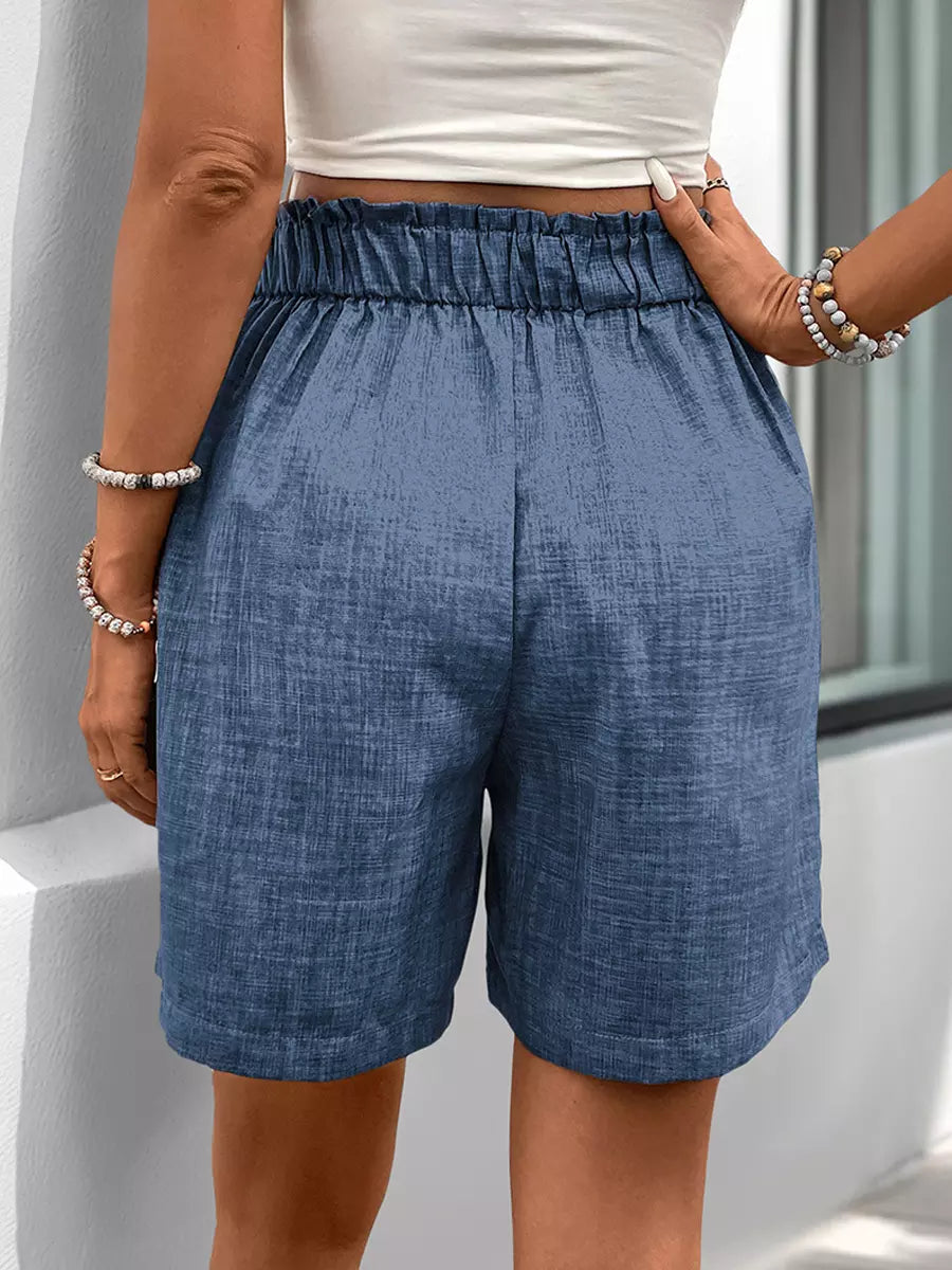 Casual Bottom Solid color Elastic Waist Loose Shorts Mssza