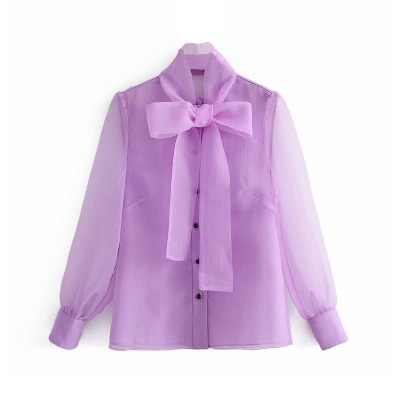 Casual Bow Street Wear Long Sleeve Shirt Mssza