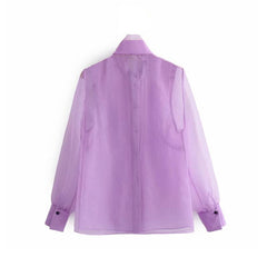 Casual Bow Street Wear Long Sleeve Shirt Mssza