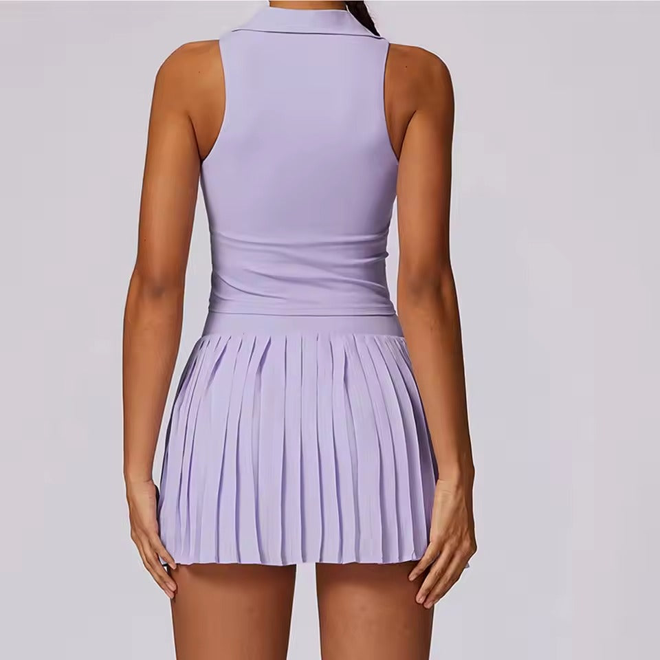 Casual Breathable Crop Top And Skirt 2 Piece Yoga Set Mssza