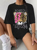 Casual Breathable Wild Leopard Printing Oversize T-shirt Mssza