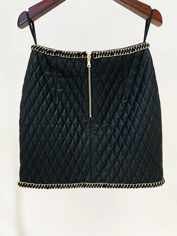 Casual Button Faux Leather Embellished Non Stretch Mini Skirt Mssza