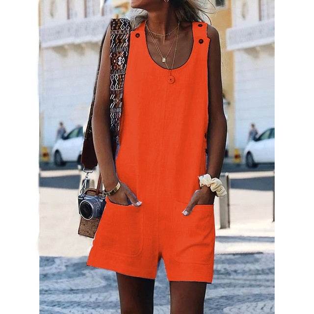 Casual Button Pocket Jumpsuit Mssza