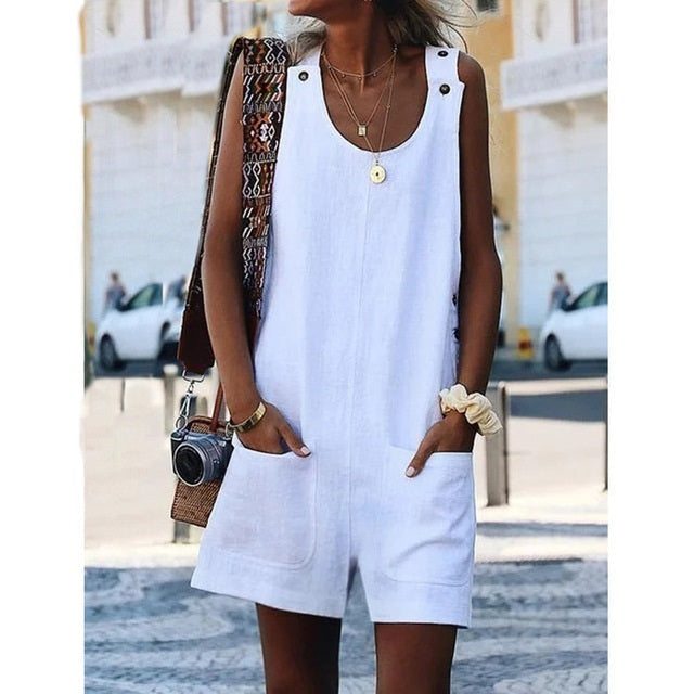 Casual Button Pocket Jumpsuit Mssza