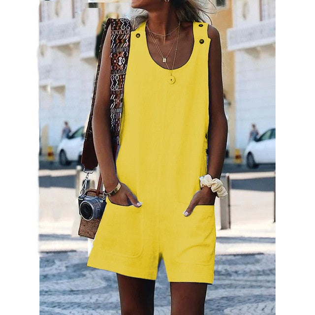 Casual Button Pocket Jumpsuit Mssza