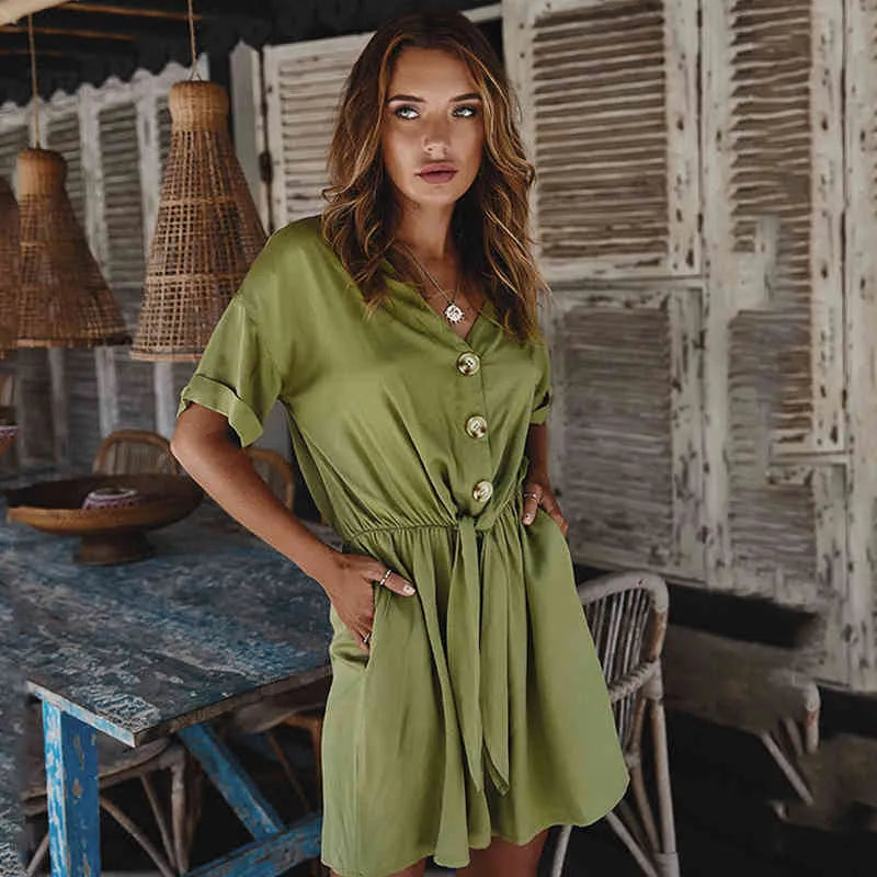 Casual Button Rompers Jumpsuits Sash Wide Leg Playsuits Mssza