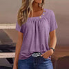 Casual Button Streetwear Short Sleeve V Neck Solid Basic Top Tees T-shirts Mssza